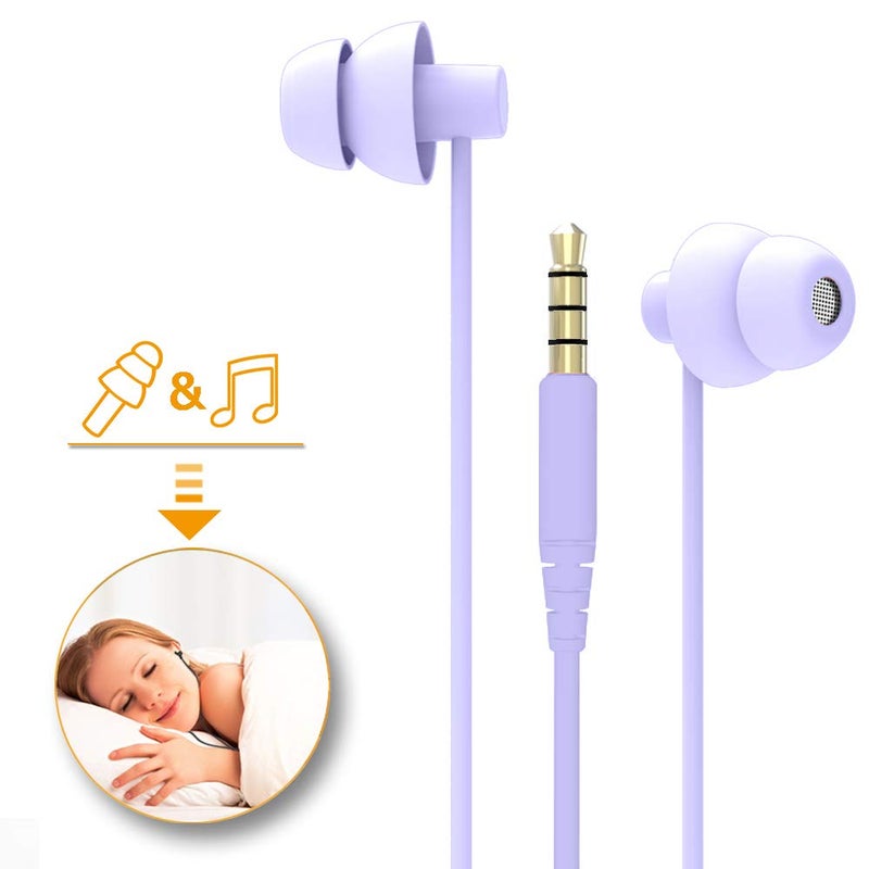 MAXROCK (TM Total Soft Silicon Headphones with Mic Sleep Travel Choice for Cellphones Tablets and 3.5mm Jack (Violet) - Image 1